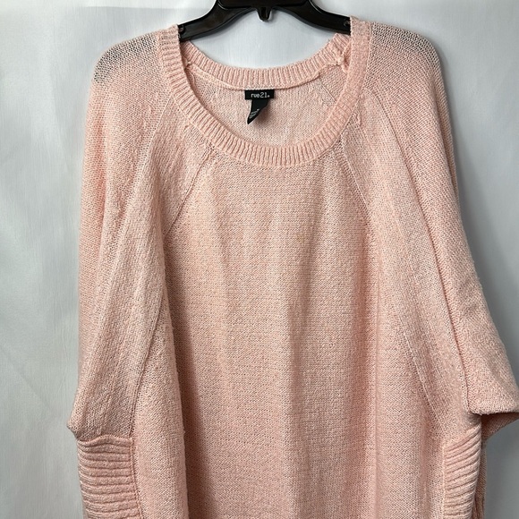 Rue21 Oversized Cozy Knit Long Sleeve Curved Hem Sweater Blush Pink Sz XL - Picture 10 of 10